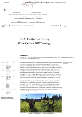 Turley Wine Cellars 2017 Vintage