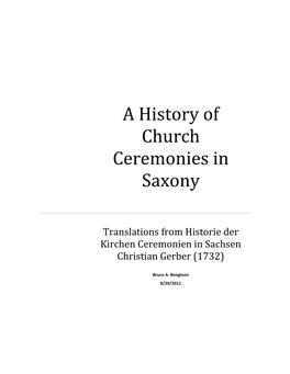 A History of Church Ceremonies in Saxony