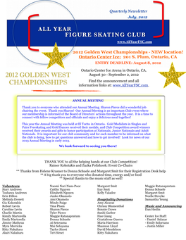 2012 Golden West Championships - NEW Location! Ontario Center Ice: 201 S