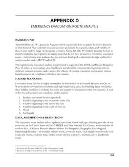 Appendix D (Emergency Evacuation Route Analysis)