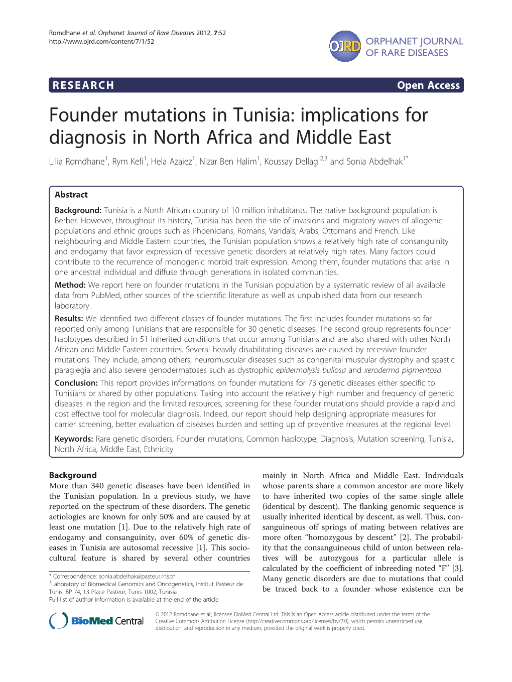 Founder Mutations in Tunisia