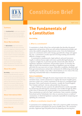 The Fundamentals of a Constitution