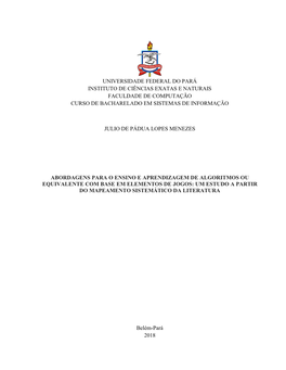 Universidade Federal Do Pará Instituto De Ciências Exatas E Naturais Faculdade De Computação Curso De Bacharelado Em Sistemas De Informação