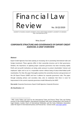 Corporate Structure and Governance of Export Credit Agencies: a Ukef Overview