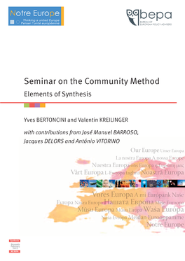 Seminar on the Community Method Elements of Synthesis