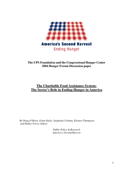 The Charitable Food Assistance System: the Sector's Role in Ending Hunger in America