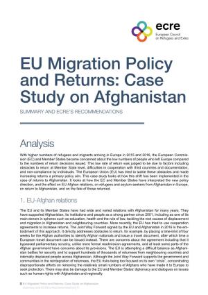 Case Study on Afghanistan SUMMARY and ECRE’S RECOMMENDATIONS