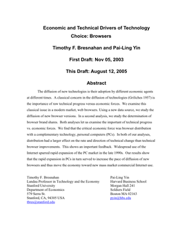 Economic and Technical Drivers of Technology Choice: Browsers