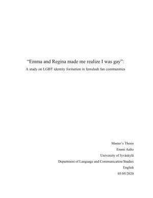 Emma and Regina Made Me Realize I Was Gay”: a Study on LGBT Identity Formation in Femslash Fan Communities