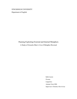 Kalle Larsen D-Essay Linguistics Autumn Term 2006 Supervisor: Christina Alm-Arvius