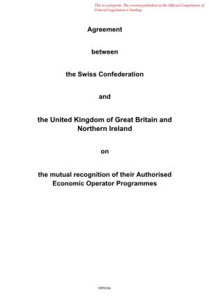 Agreement CH-UK on the Mutual Recognition of Their Authorised