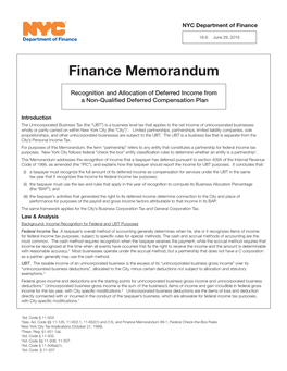 Finance Memorandum