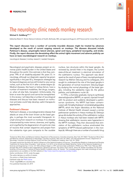 The Neurology Clinic Needs Monkey Research COLLOQUIUM PAPER Michael E