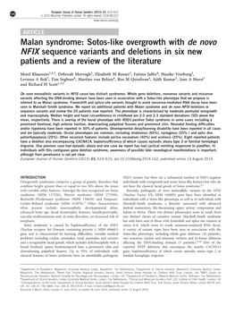 Malan Syndrome: Sotos-Like Overgrowth with De Novo NFIX Sequence Variants and Deletions in Six New Patients and a Review of the Literature