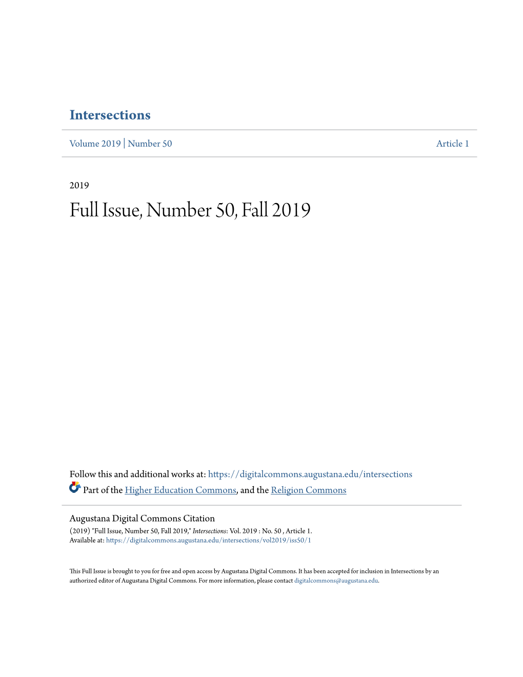 Full Issue, Number 50, Fall 2019