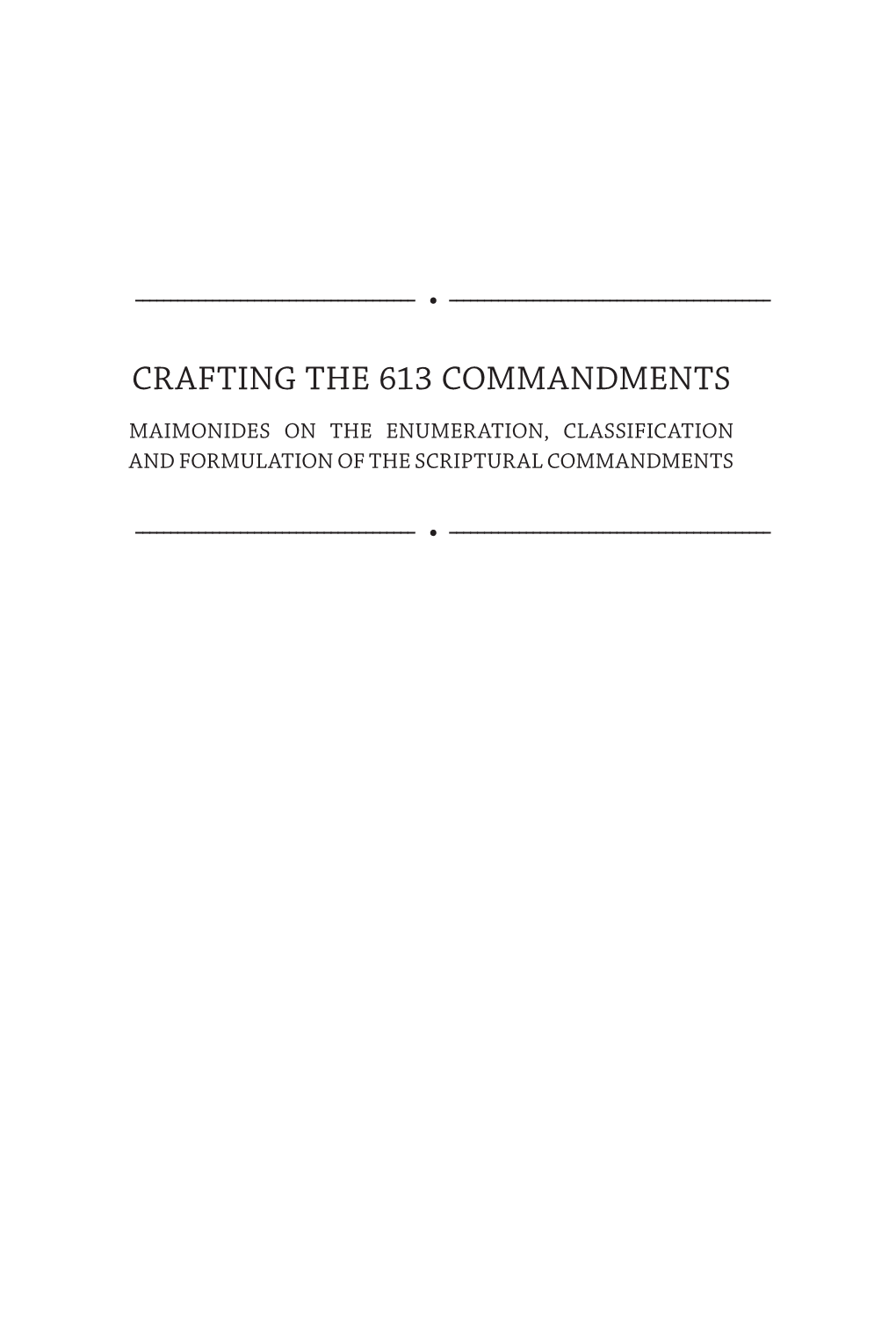 CRAFTING the 613 Commandments