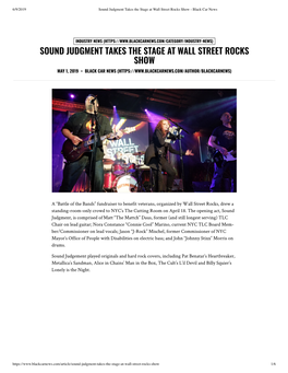 Sound Judgment Takes the Stage at Wall Street Rocks Show - Black Car News