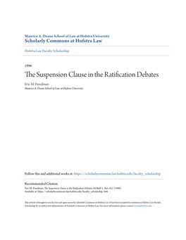 The Suspension Clause in the Ratification Debates, 44 Buff