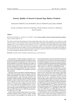 Sensory Quality of Stored Croissant-Type Bakery Products