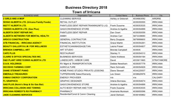 Business Directory 2018 Town of Irricana
