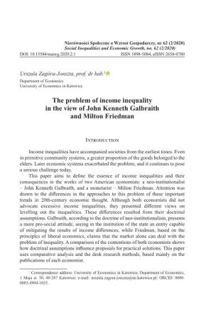 The Problem of Income Inequality in the View of John Kenneth Galbraith and Milton Friedman