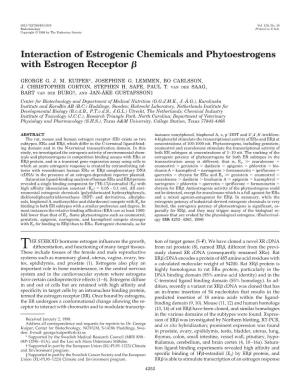 Interaction of Estrogenic Chemicals and Phytoestrogens with Estrogen Receptor ␤