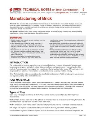 Manufacturing of Brick