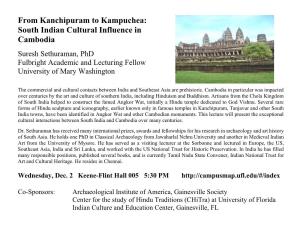 From Kanchipuram to Kampuchea: South Indian Cultural Influence in Cambodia
