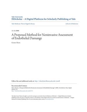 A Proposed Method for Noninvasive Assessment of Endothelial Damange Kirsten Menn