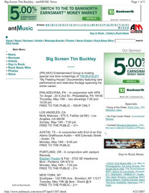 Big Screen Tim Buckley - Antimusic News Page 1 of 5