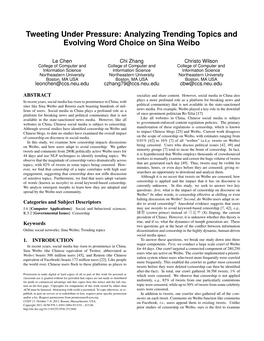 Tweeting Under Pressure: Analyzing Trending Topics and Evolving Word Choice on Sina Weibo