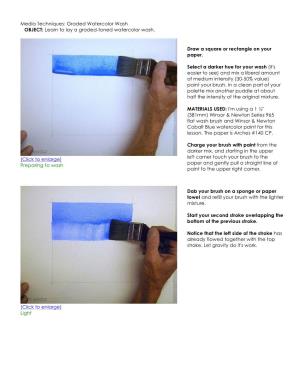 Media Techniques: Graded Watercolor Wash OBJECT: Learn to Lay a Graded-Toned Watercolor Wash
