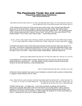 The Passionate Torah: Sex and Judaism Prepared by Rabbi Danya Ruttenberg