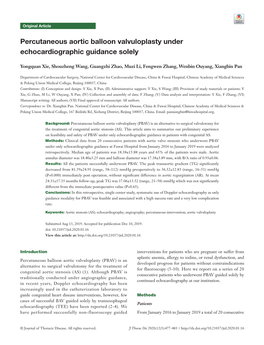 Percutaneous Aortic Balloon Valvuloplasty Under Echocardiographic Guidance Solely