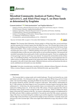 Microbial Community Analysis of Native Pinus Sylvestris L. and Alien Pinus Mugo L. on Dune Sands As Determined by Ecoplates