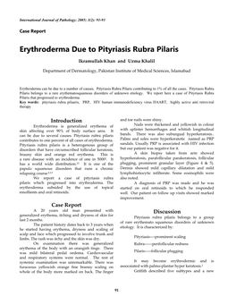 Erythroderma Due to Pityriasis Rubra Pilaris