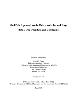 Shellfish Aquaculture in Delaware's Inland Bays