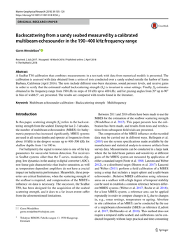 Backscattering from a Sandy Seabed Measured by a Calibrated Multibeam Echosounder in the 190–400 Khz Frequency Range