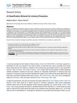 A Classification Scheme for Literary Characters
