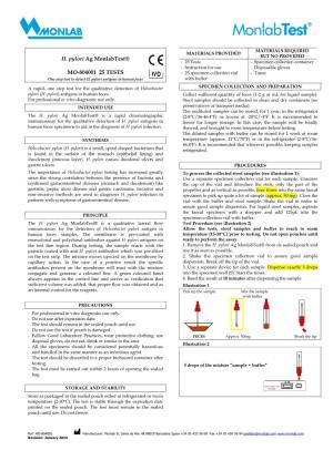 H. Pylori Ag Monlabtest® MO-804001 25 TESTS