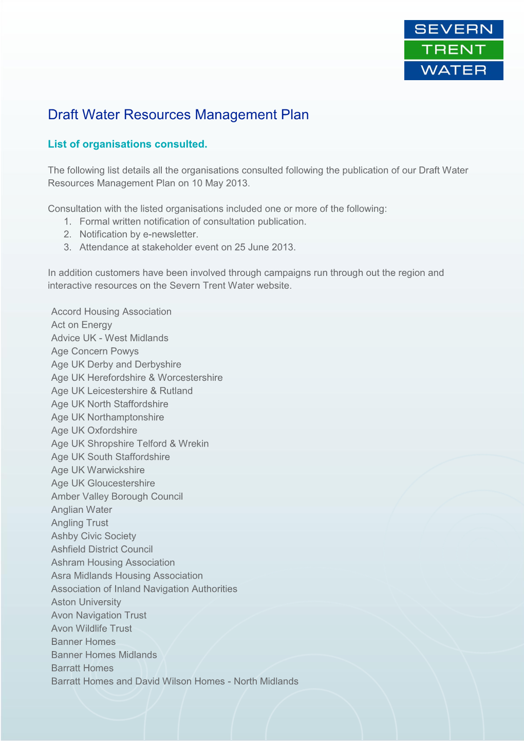 Draft Water Resources Management Plan