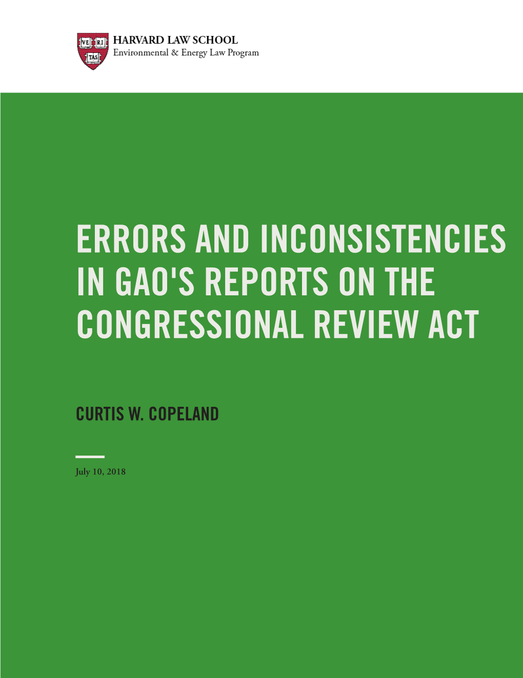 Errors and Inconsistencies in Gao's Reports on the Congressional Review Act
