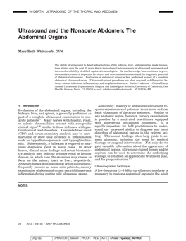 Ultrasound and the Nonacute Abdomen: the Abdominal Organs