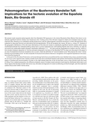 Paleomagnetism of the Quaternary Bandelier Tuff: Implications for the Tectonic Evolution of the Española Basin, Rio Grande Rift