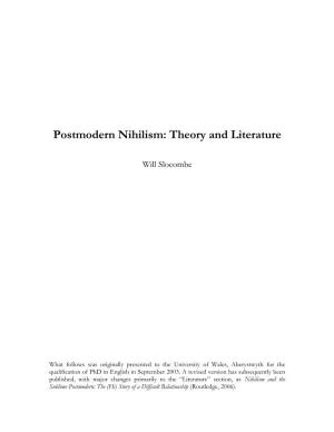 Postmodern Nihilism: Theory and Literature