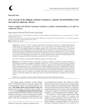 New Records of the Lollipop Catshark Cephalurus Cephalus (Scyliorhinidae) from the Gulf of California, Mexico