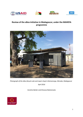Review of the Ebox Initiative in Madagascar, Under the MAHEFA Programme