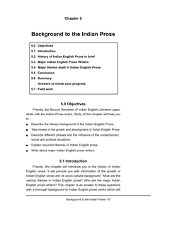 Background to the Indian Prose