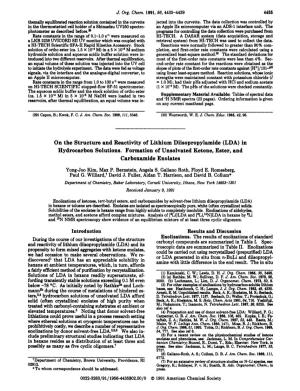 On the Structure and Reactivity of Lithium Diisopropylamide (LDA) in Hydrocarbon Solutions