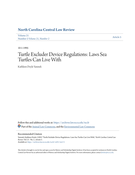 Turtle Excluder Device Regulations: Laws Sea Turtles Can Live with Kathleen Doyle Yaninek